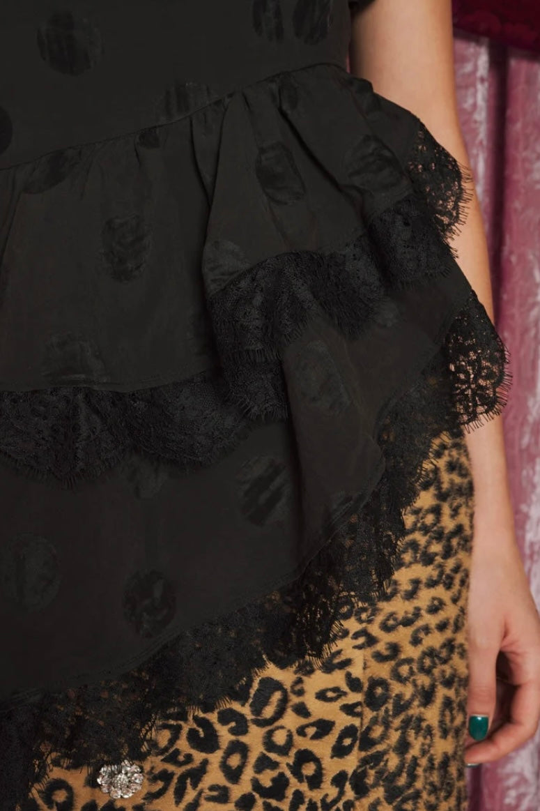 Dream Sister Jane Mirage Black Ruffle Top