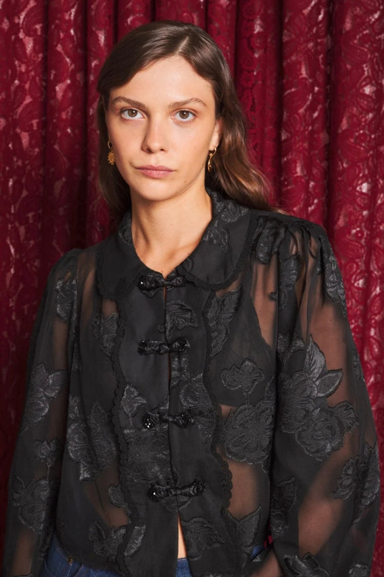 Sister Jane Celeste Floral Black Blouse
