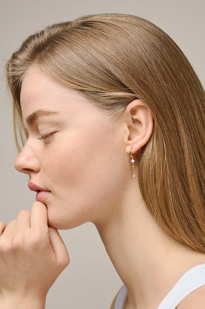 Enamel Lola Bold Hoop Earrings in Blush - The Mercantile London