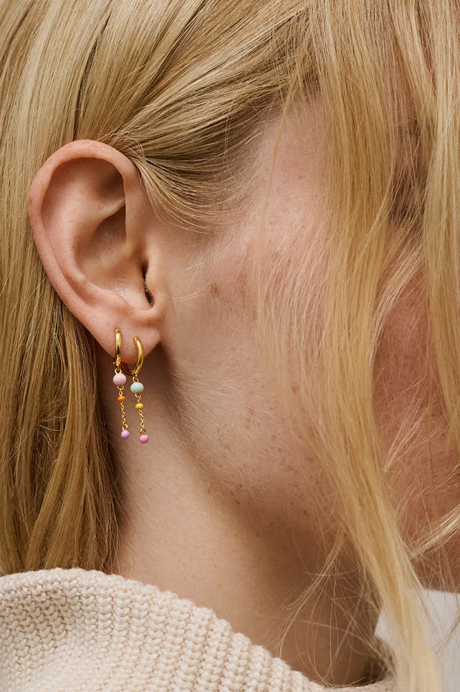 Enamel Lola Bold Hoop Earrings in Blush - The Mercantile London