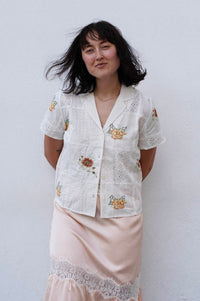 Indi & Cold White Cross-Stitch Patch Shirt - The Mercantile London