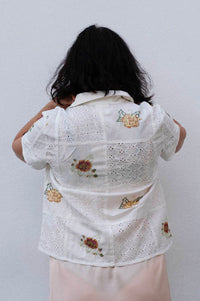 Indi & Cold White Cross-Stitch Patch Shirt - The Mercantile London