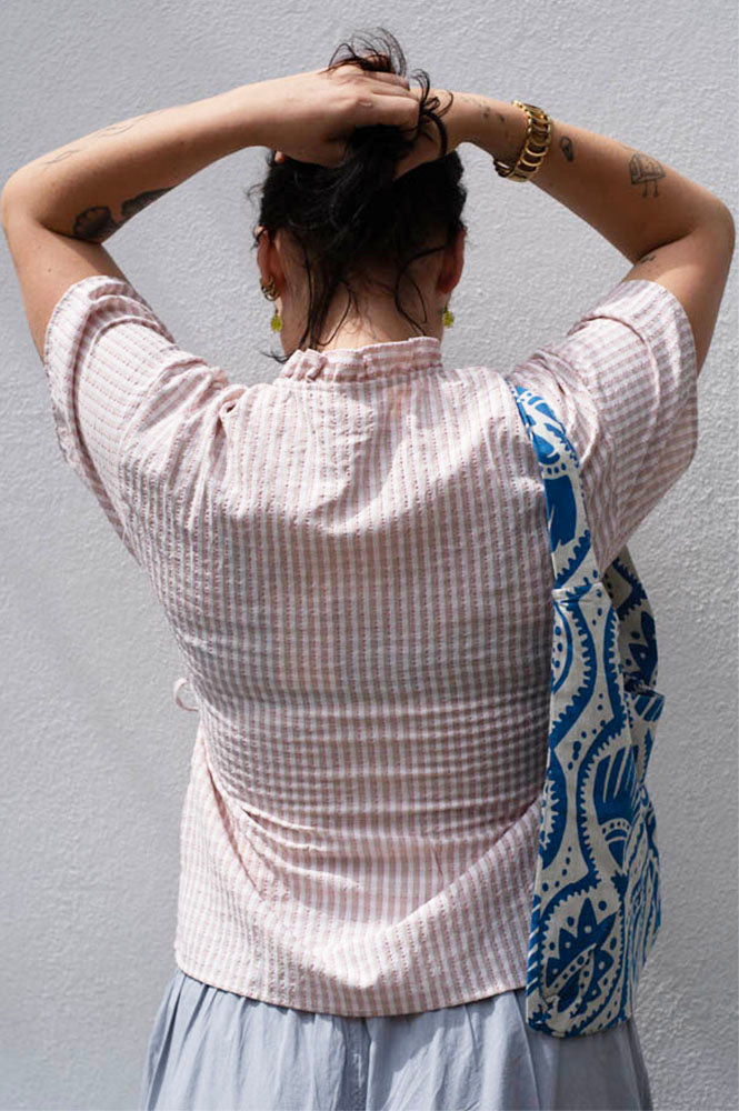 ICHI Molly Pink Nectar Tie Blouse - The Mercantile London