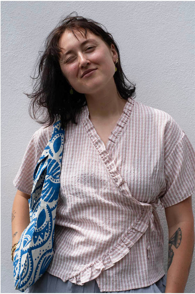 ICHI Molly Pink Nectar Tie Blouse - The Mercantile London