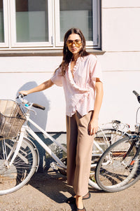 ICHI Molly Pink Nectar Tie Blouse - The Mercantile London