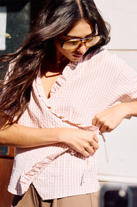 ICHI Molly Pink Nectar Tie Blouse - The Mercantile London