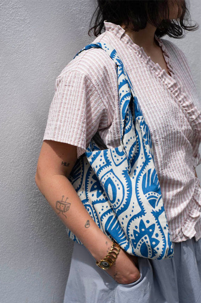 Compania Fantastica Blue And White print bag - The Mercantile London