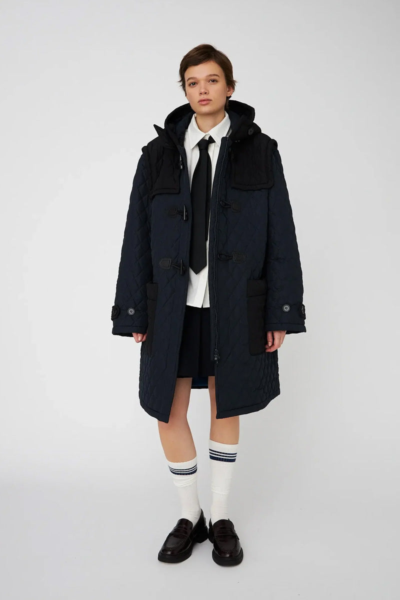 Stella Nova Navy Quilted Duffle Coat - The Mercantile London