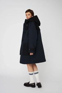 Stella Nova Navy Quilted Duffle Coat - The Mercantile London