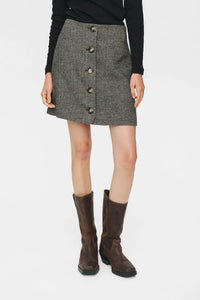 Numph Avey Caviar Herringbone Mini Skirt - The Mercantile London