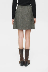 Numph Avey Caviar Herringbone Mini Skirt - The Mercantile London