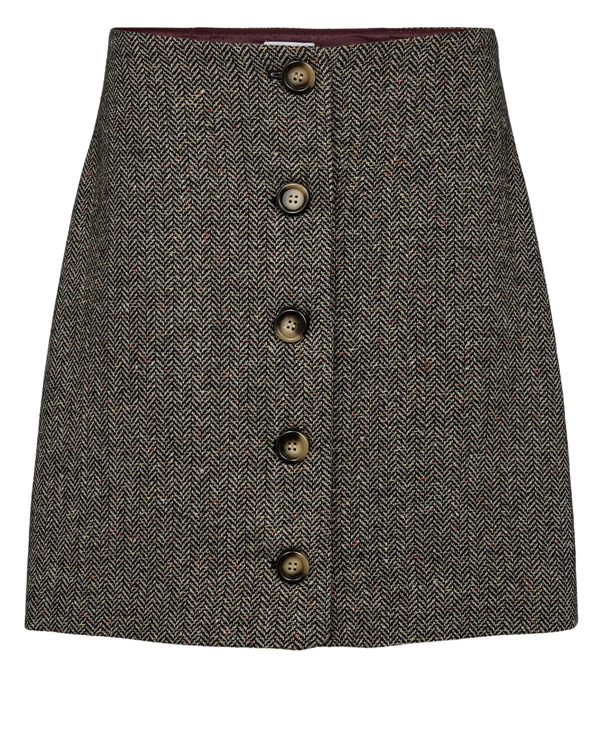 Numph Avey Caviar Herringbone Mini Skirt - The Mercantile London