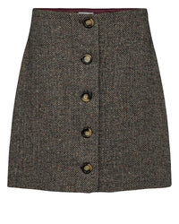 Numph Avey Caviar Herringbone Mini Skirt - The Mercantile London