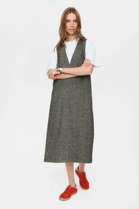 Numph Avey Caviar Herringbone Dress - The Mercantile London