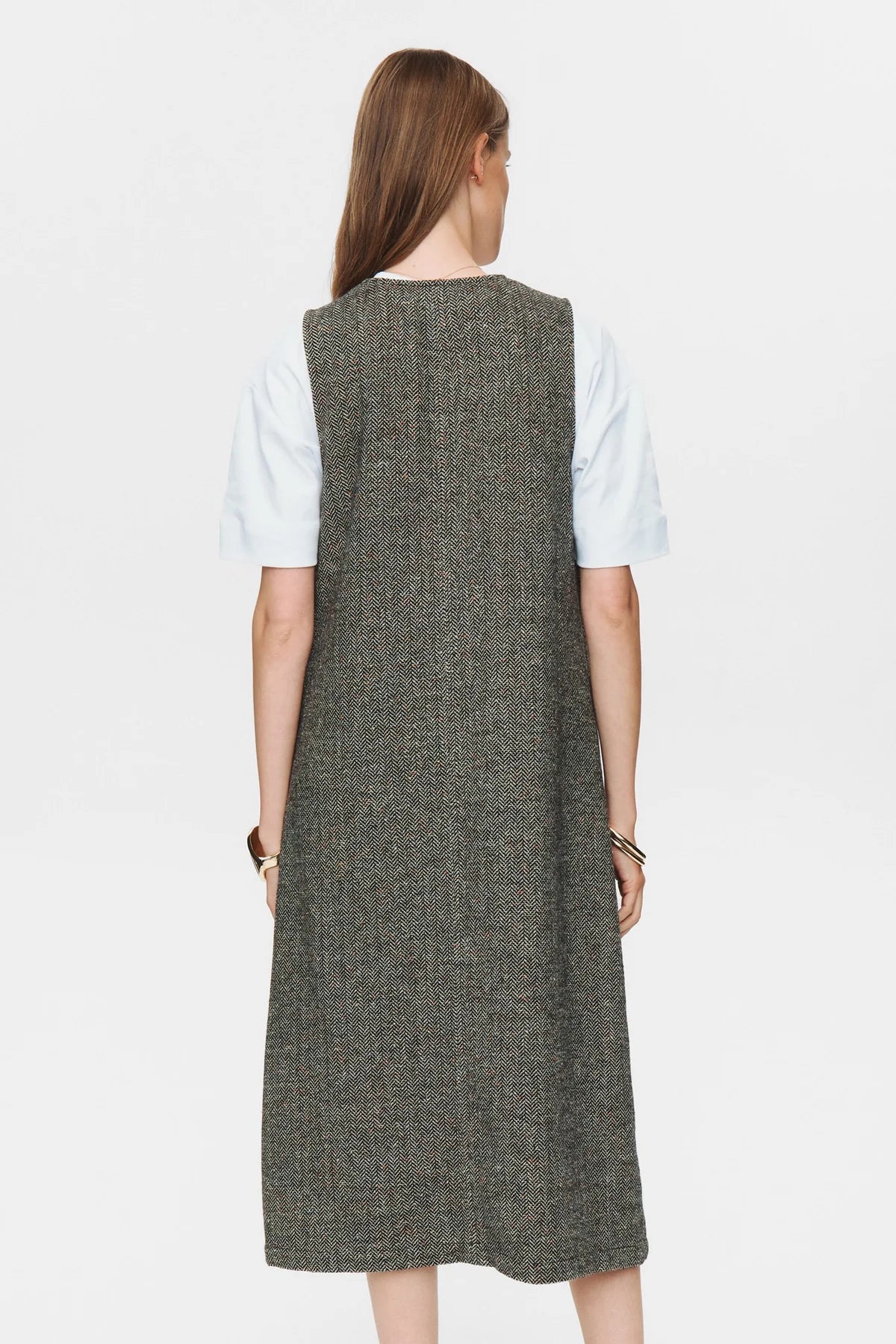 Numph Avey Caviar Herringbone Dress - The Mercantile London