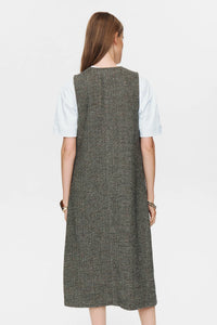 Numph Avey Caviar Herringbone Dress - The Mercantile London