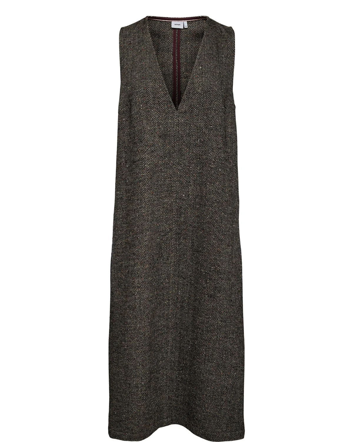 Numph Avey Caviar Herringbone Dress - The Mercantile London