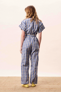 FRNCH Oceanus Azul Checked Jumpsuit - The Mercantile London