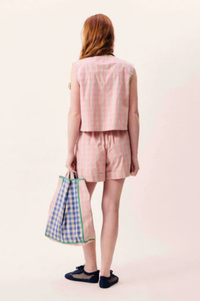 FRNCH Aurora Pink Gingham Vest Top - The Mercantile London