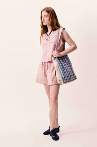 FRNCH Aurora Pink Gingham Vest Top - The Mercantile London