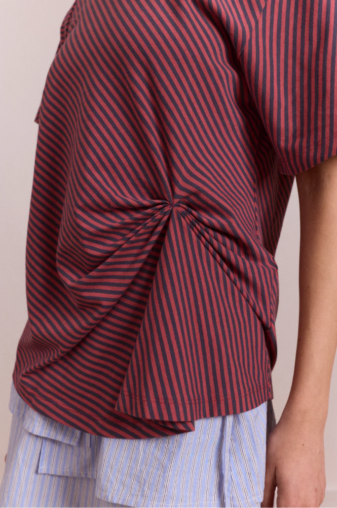 Damson Madder Reece Red Stripe Tee - The Mercantile London