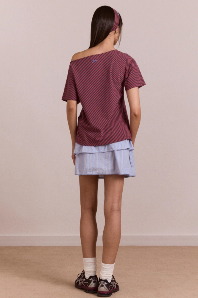 Damson Madder Reece Red Stripe Tee - The Mercantile London
