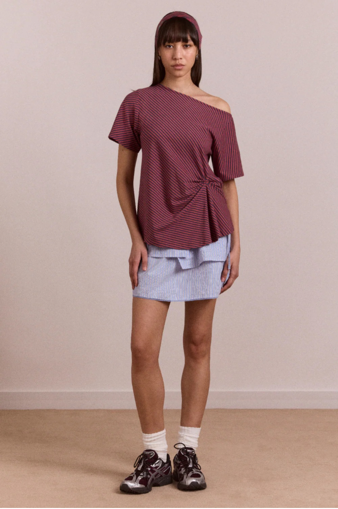 Damson Madder Reece Red Stripe Tee - The Mercantile London