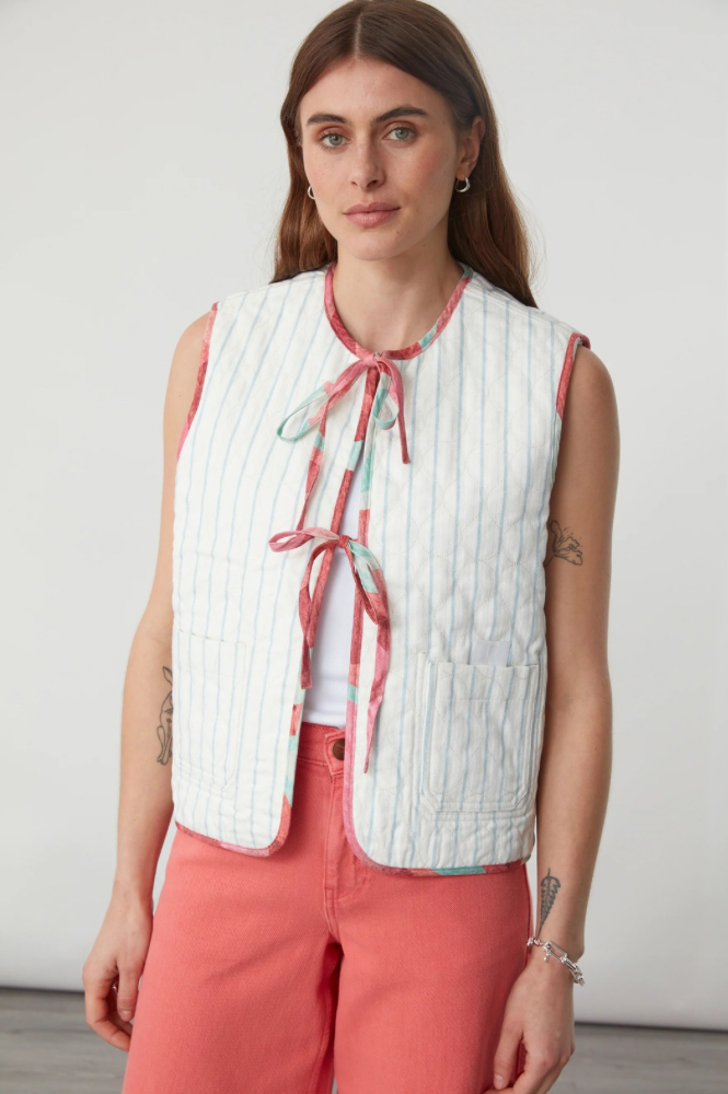 Seventy + Mochi Aria Rose Coral Reversible Vest - The Mercantile London