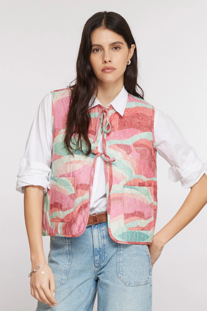 Seventy + Mochi Aria Rose Coral Reversible Vest - The Mercantile London