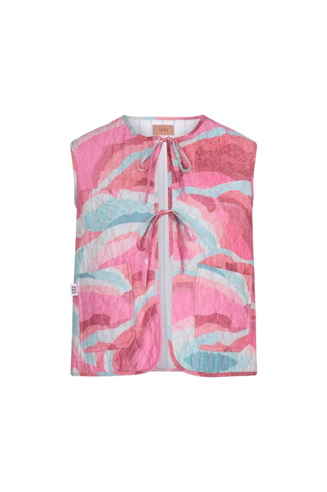 Seventy + Mochi Aria Rose Coral Reversible Vest - The Mercantile London