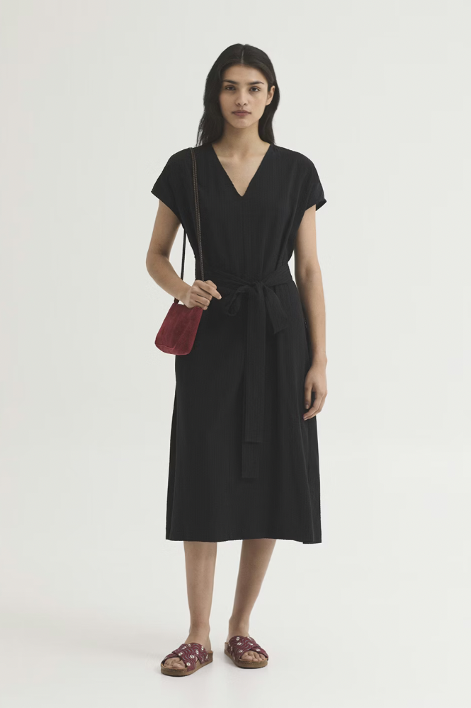Nice Things Black Seersucker Dress - The Mercantile London