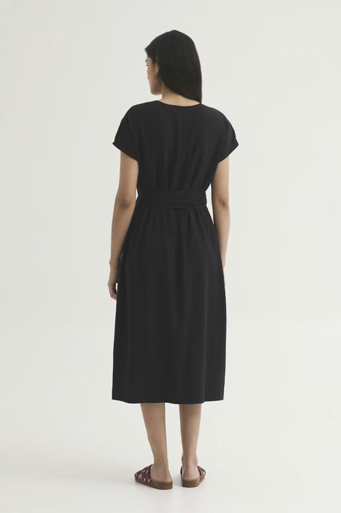 Nice Things Black Seersucker Dress - The Mercantile London