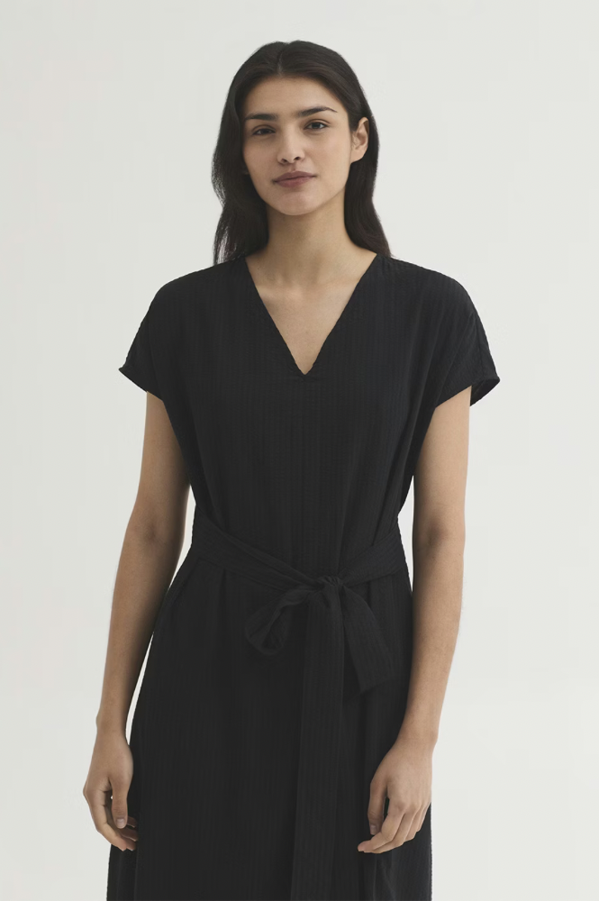 Nice Things Black Seersucker Dress - The Mercantile London