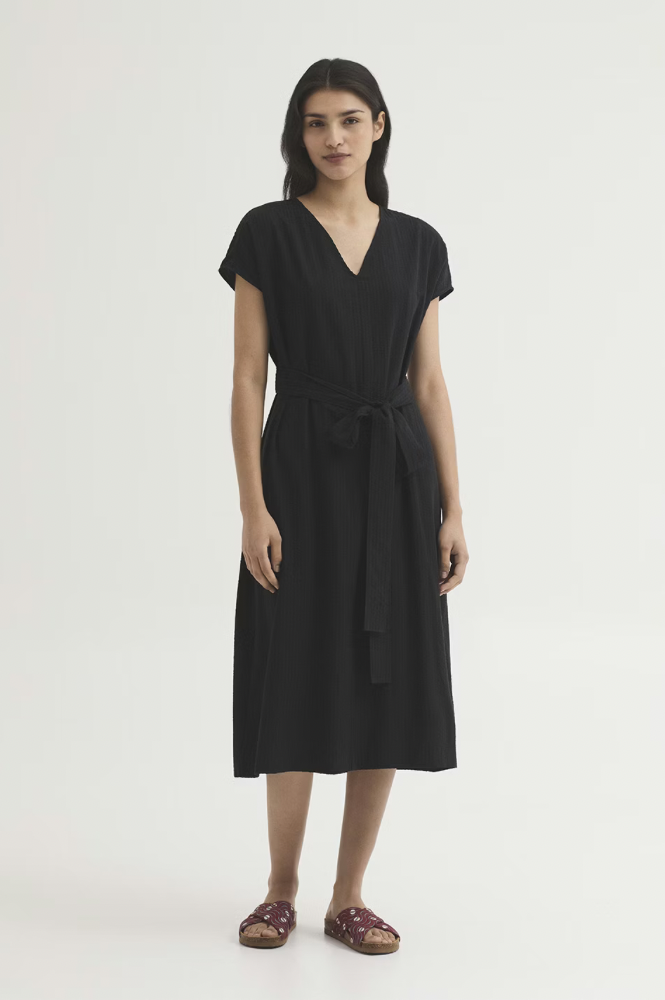 Nice Things Black Seersucker Dress - The Mercantile London