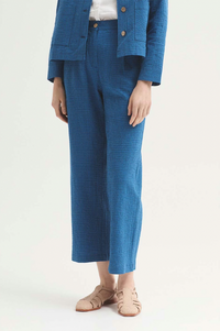 Nice Things Blue Gingham Seersucker Trousers - The Mercantile London
