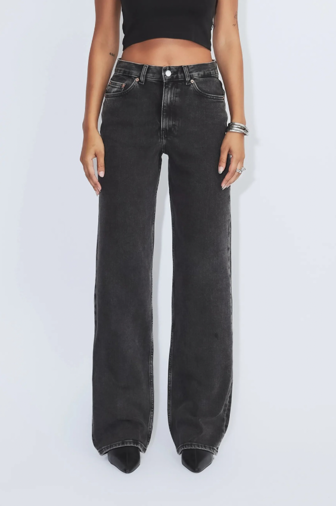 Dr Denim Echo High Straight Tar Retro Black Jeans