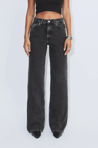 Dr Denim Echo High Straight Tar Retro Black Jeans