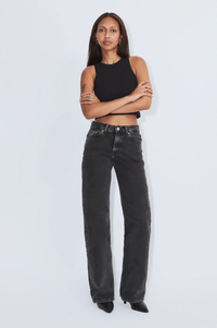 Dr Denim Echo High Straight Tar Retro Black Jeans