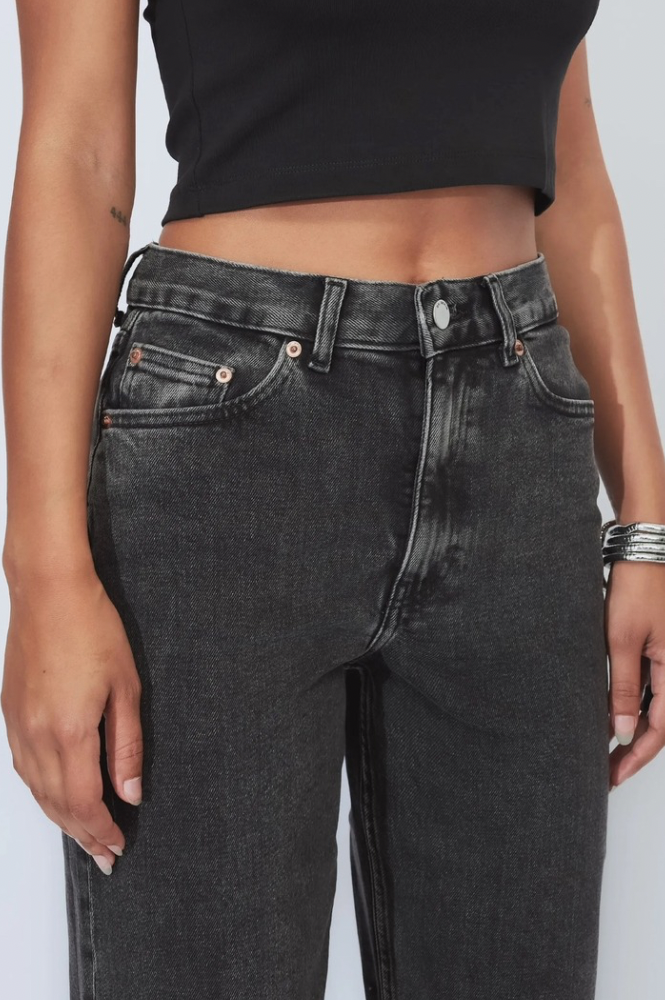 Dr Denim Echo High Straight Tar Retro Black Jeans