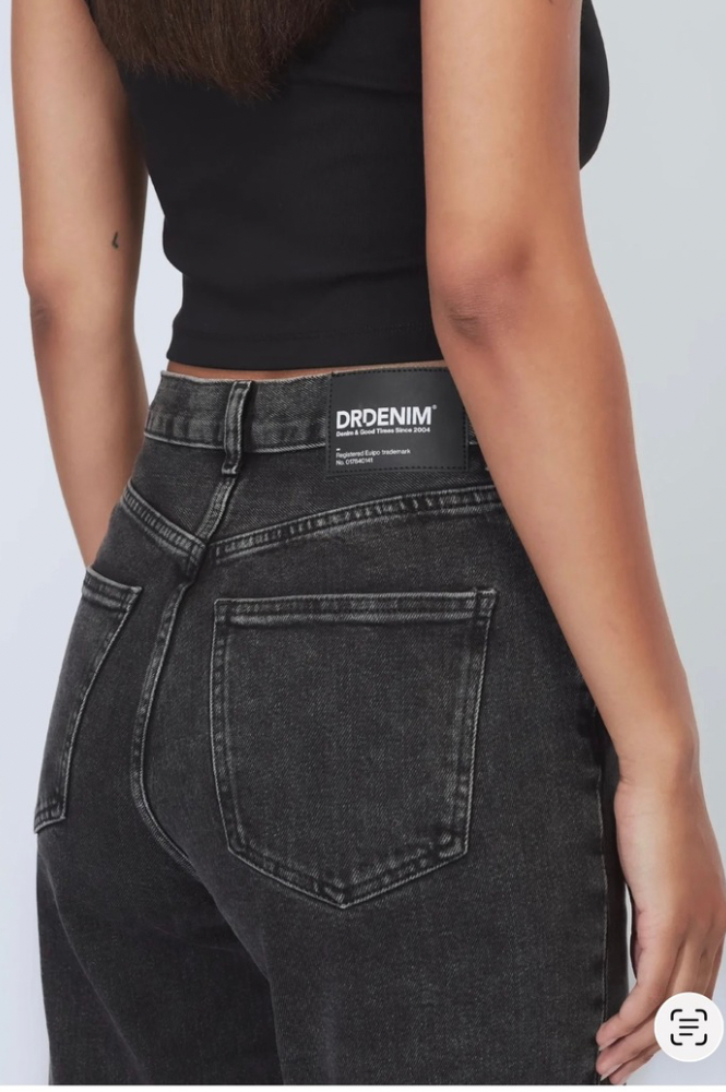Dr Denim Echo High Straight Tar Retro Black Jeans