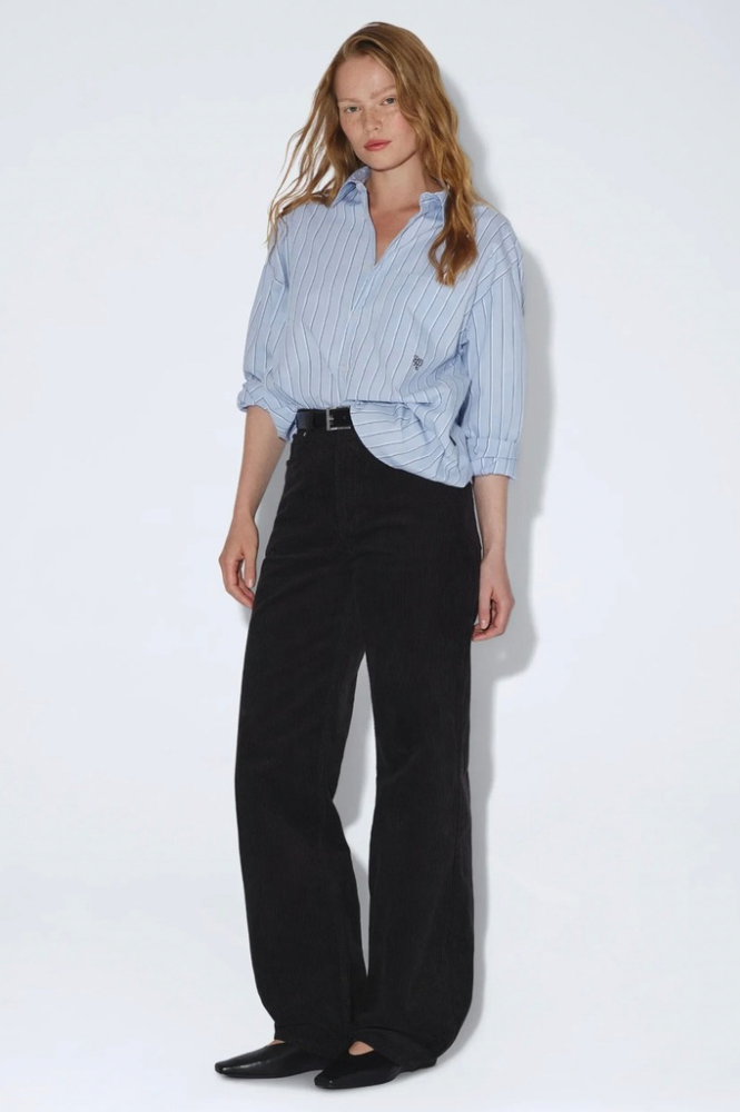 Dr Denim Donna Black Cord High Relaxed Jeans