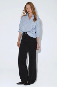 Dr Denim Donna Black Cord High Relaxed Jeans