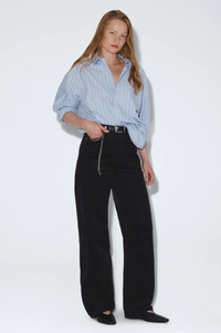 Dr Denim Donna Black Cord High Relaxed Jeans