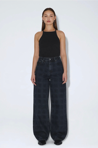 Dr Denim Donna Stream Check Overdye High Relaxed Jeans