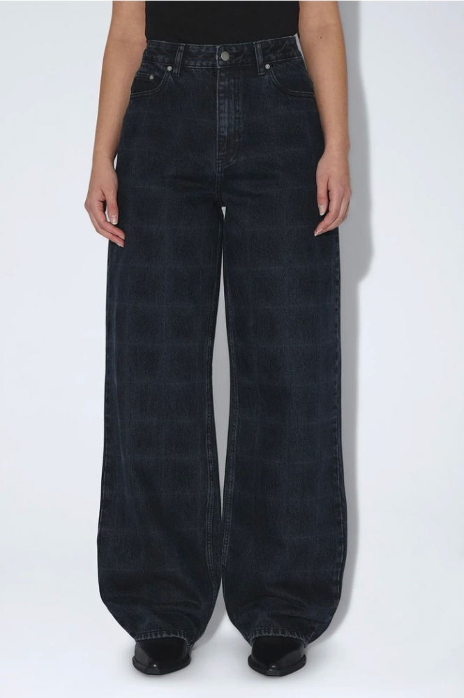 Dr Denim Donna Stream Check Overdye High Relaxed Jeans