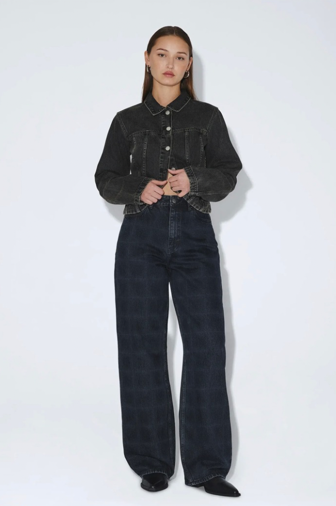 Dr Denim Donna Stream Check Overdye High Relaxed Jeans