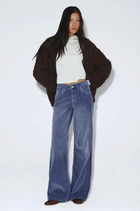 Dr Denim Rhee Low Wide Washed Blue Shade Cord Jeans