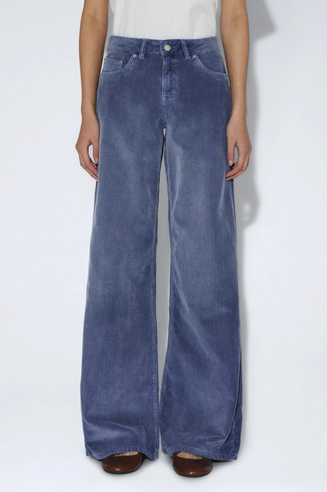 Dr Denim Rhee Low Wide Washed Blue Shade Cord Jeans