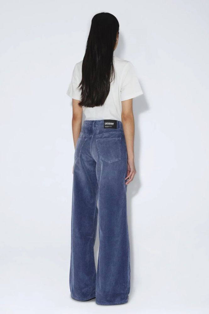 Dr Denim Rhee Low Wide Washed Blue Shade Cord Jeans