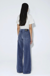 Dr Denim Rhee Low Wide Washed Blue Shade Cord Jeans